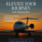 Private jet on runway at sunset, promoting Advent Jets with text: "Luxury Above the Rest, Global Access, Personalized Service."