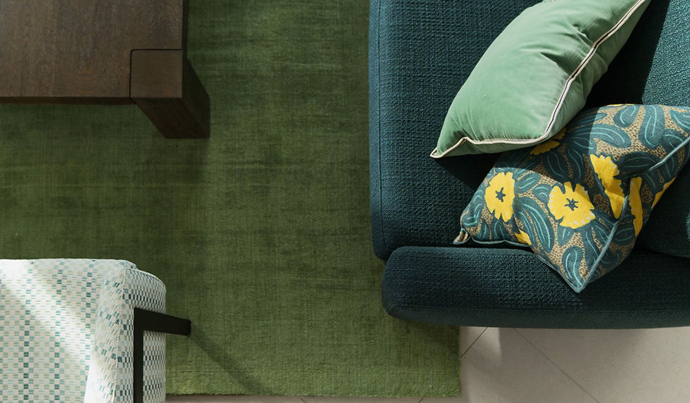 Custom furnishings and upholstery with reference to the outdoor gardens