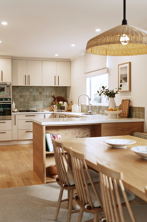 Open plan kitchen and dining with a modern traditional feel and character finishes.