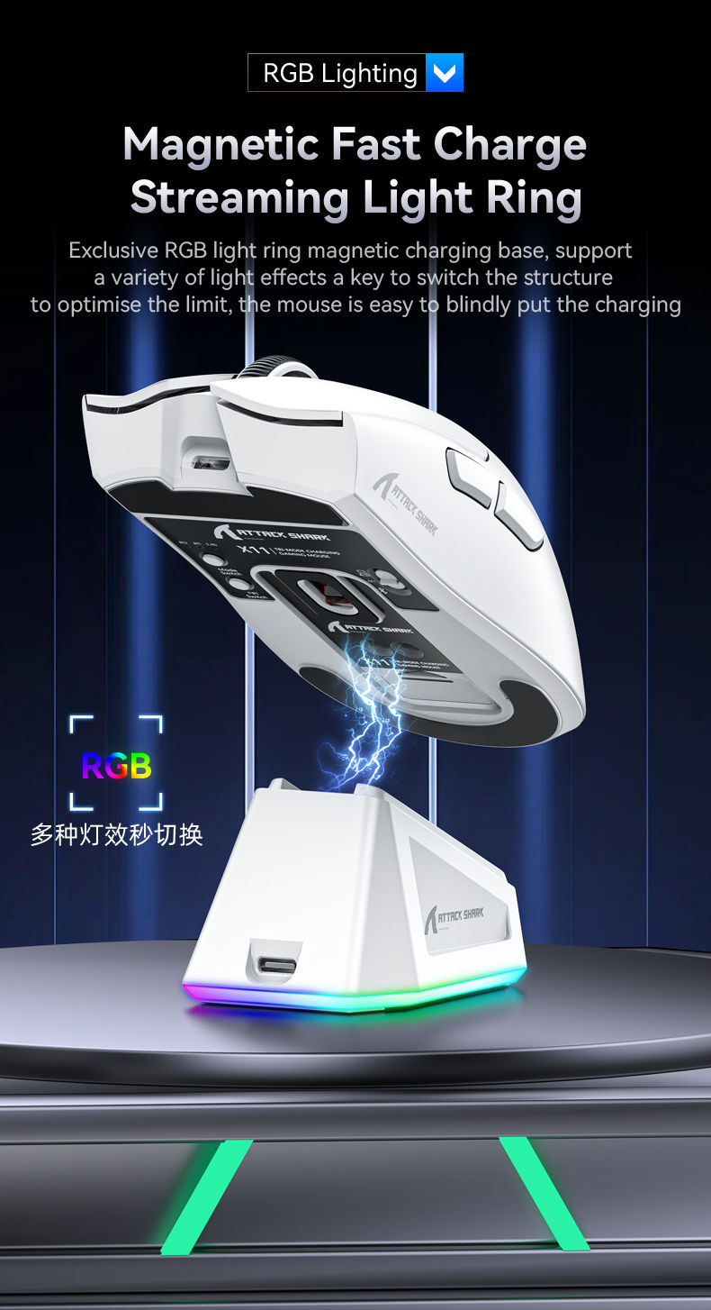 Miniatura: ATTACK SHARK X11 Wireless Gaming Mouse PAW3311 Sensor 22000DPI 3 Modes Wired 2.4