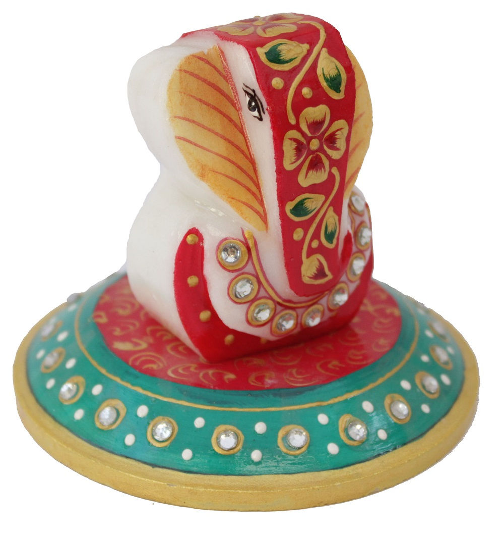 Round Chowki With Lord Ganesha Idol Showpiece