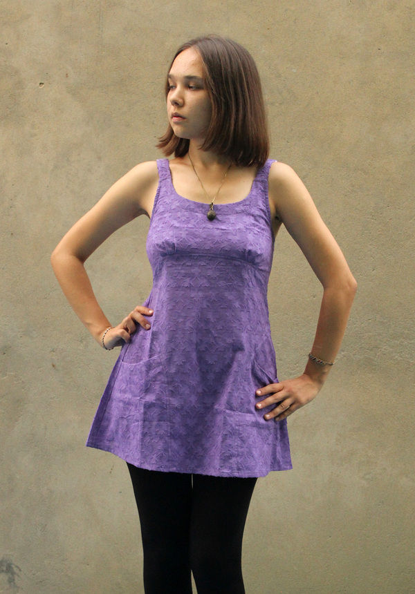 Thumbnail: Kathy Top Self Designed Cotton Purple