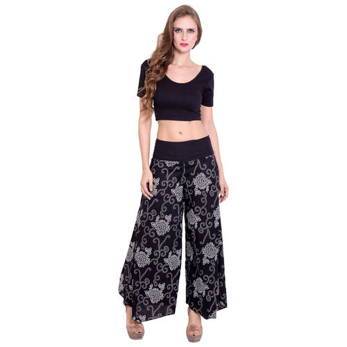 Thumbnail: Jana Pants Print Cotton Black