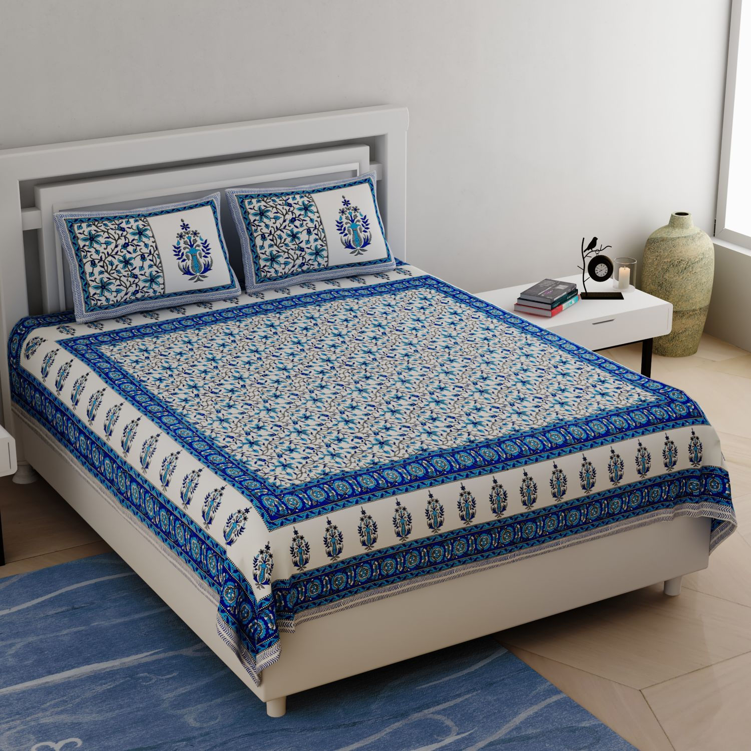 Premium Cotton Ethnic Bedsheet with 2 Pillow Covers King Size
