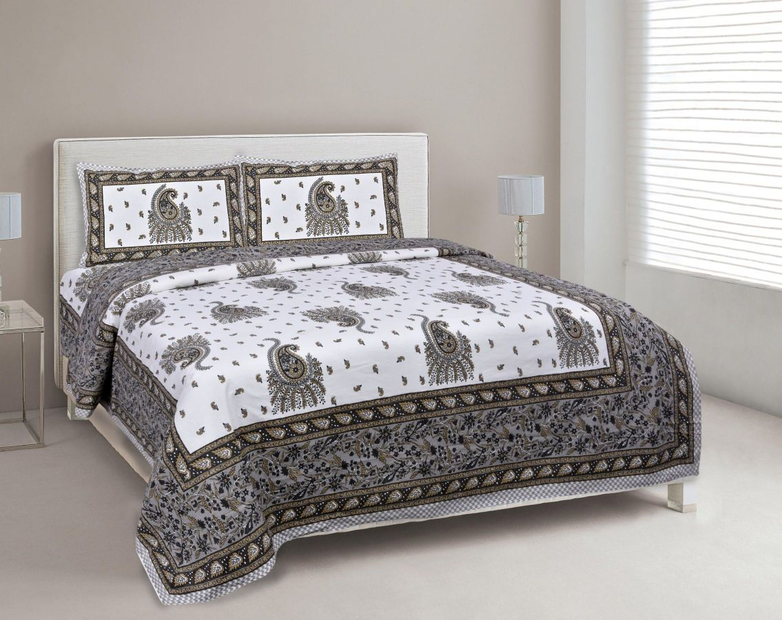 Premium Cotton Ethnic Bedsheet with 2 Pillow Covers King Size