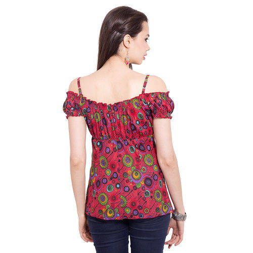 Thumbnail: Shoulder Top Cotton Print Red
