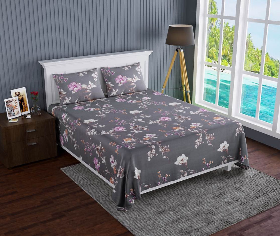 Thumbnail: Print Cotton Bed Sheet with 2 Pillow Covers Combo Double King Size (108 x 108)