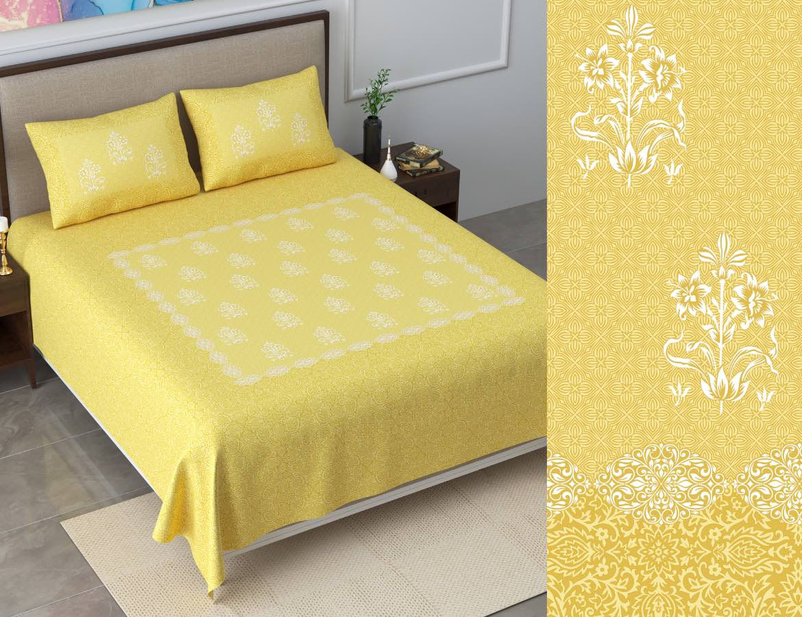 Print Cotton Bed Sheet with 2 Pillow Covers Combo Double King Size (108 x 108)