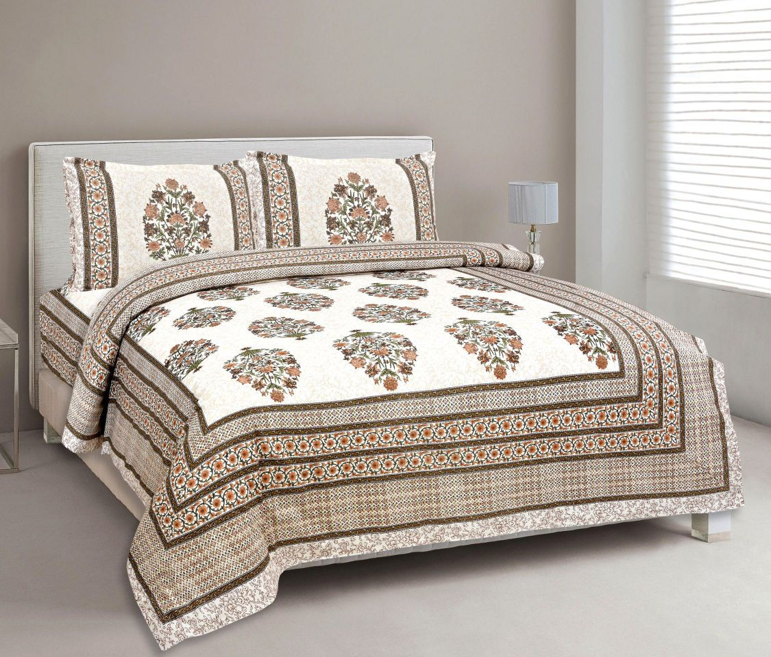 Premium Cotton Ethnic Bedsheet with 2 Pillow Covers King Size