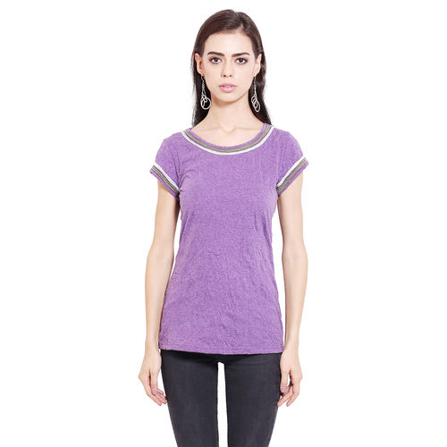 Beetle T-Shirt Wrinkle Jersey Cotton Melange Purple