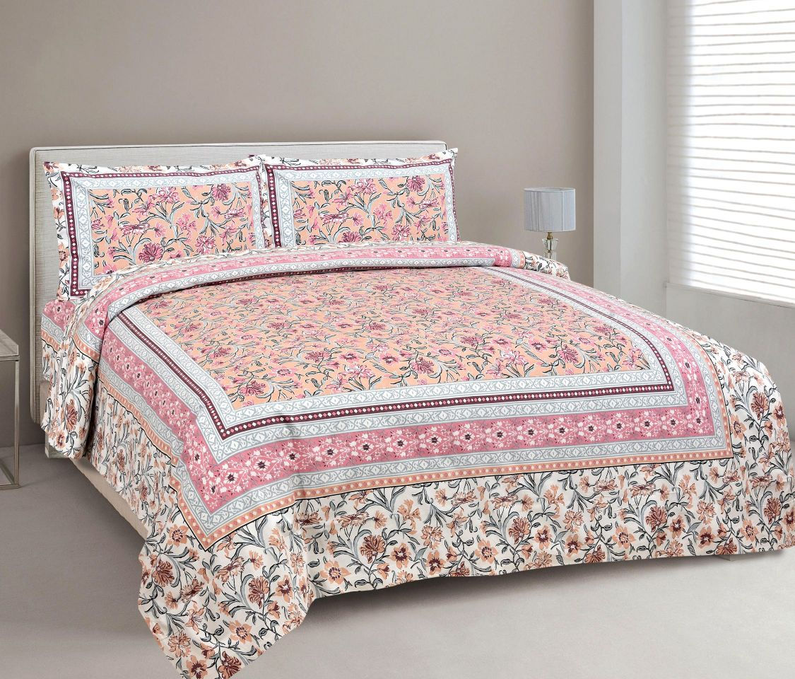 Premium Cotton Ethnic Bedsheet with 2 Pillow Covers King Size