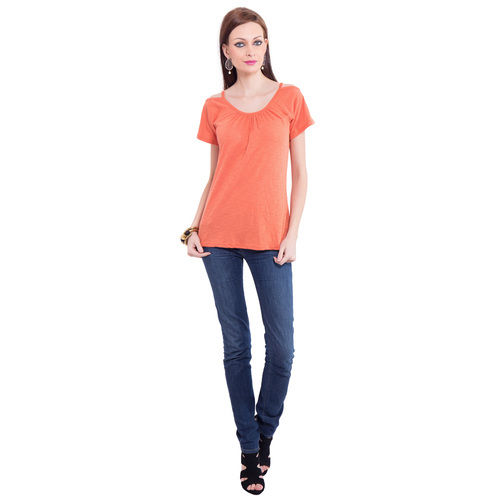 Thumbnail: Guntur T-Shirt Style Top Slub Jersey Cotton Orange