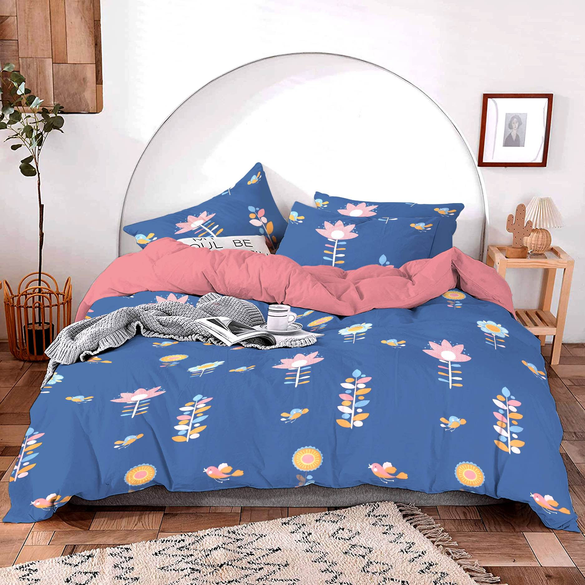 Print Cotton Bed Sheet with 2 Pillow Covers Combo King Size (90 x 100)