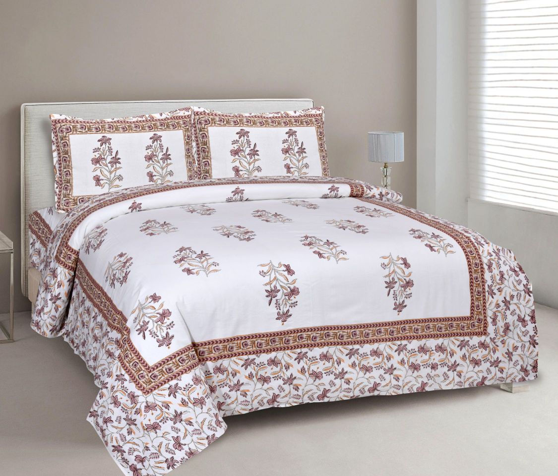 Premium Cotton Ethnic Bedsheet with 2 Pillow Covers King Size
