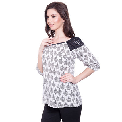 Thumbnail: Grace Top Cotton Ethnic Print White