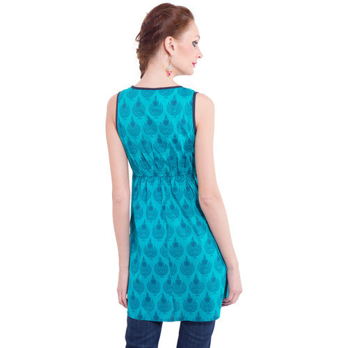 Thumbnail: Tulasi Dress with Pockets Ethnic Print Cotton Blue