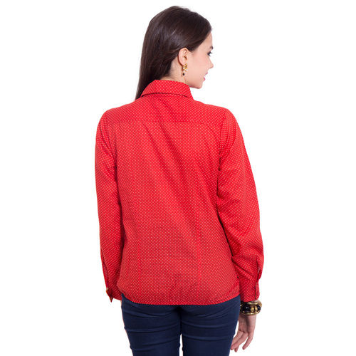 Thumbnail: Mahi Shirt Long Sleeves Dots Print Cotton Red