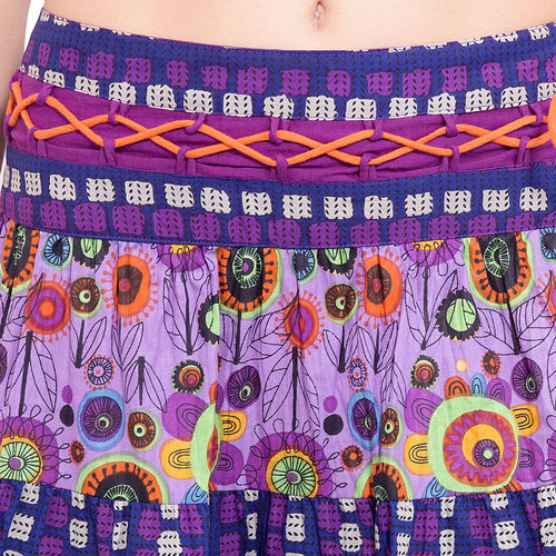 Thumbnail: Angel Skirt 3/4 Length Cotton Print Purple