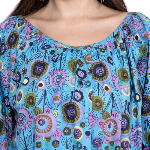 Thumbnail: Peggy Comfy Tunic Cotton Print Turquoise