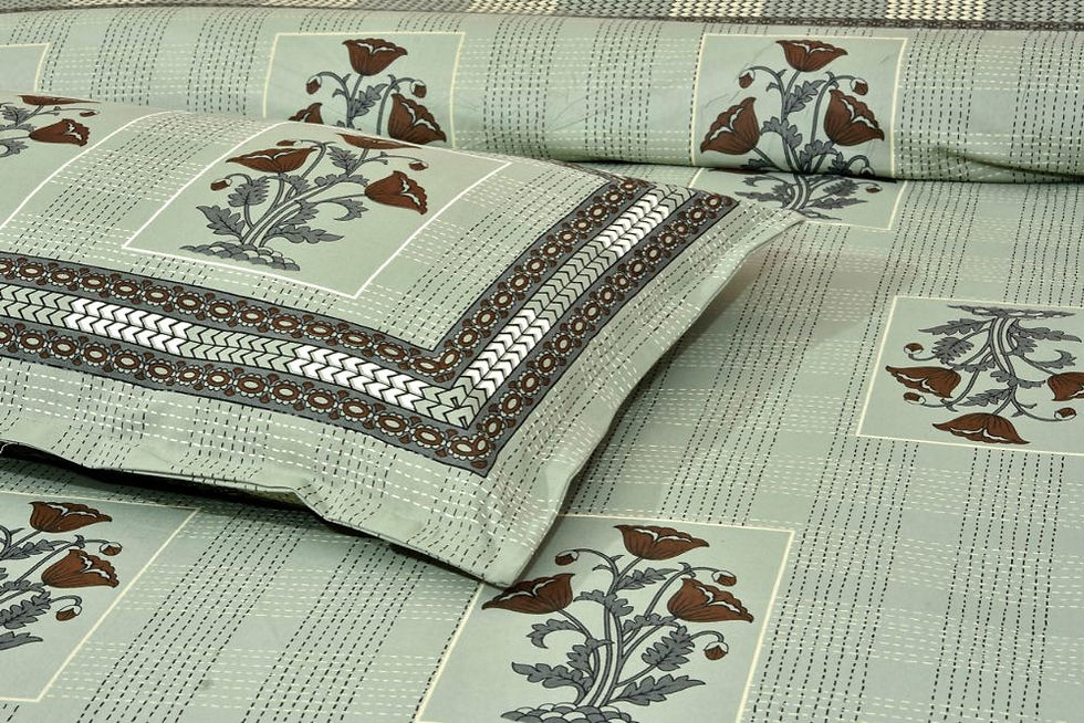 Thumbnail: Print Cotton Bed Sheet with 2 Pillow Covers Combo Double King Size (100 x 108)