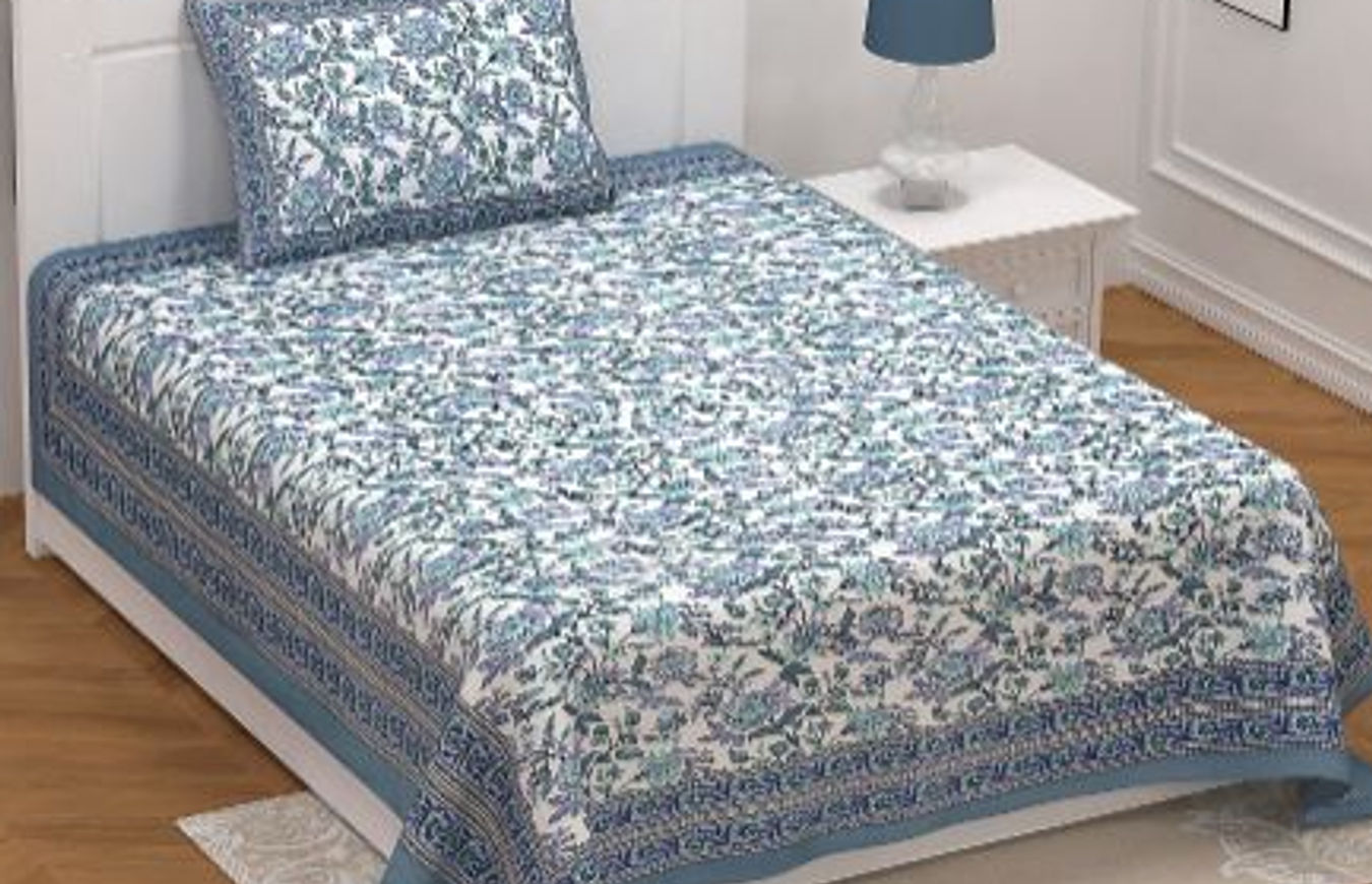 Ethnic Print Premium Cotton Single Bedsheet with 2 Pillow Covers