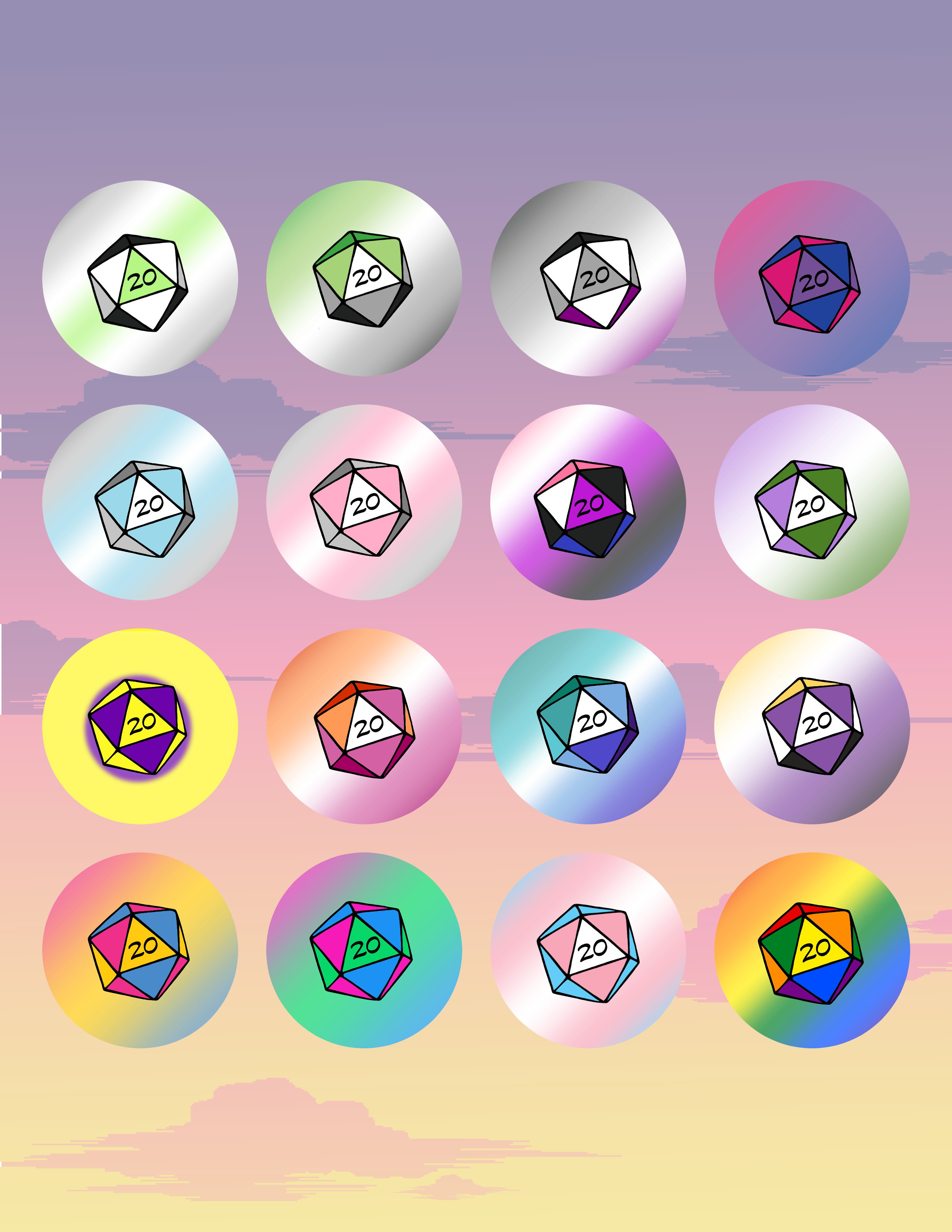 Pride D20 Buttons