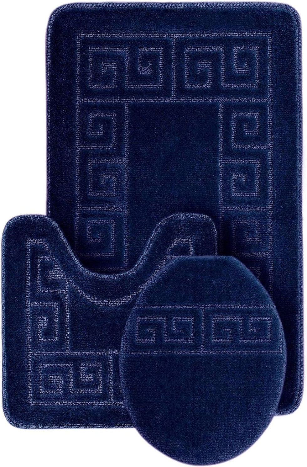 Miniatura: 3 Pieces Green Key Contour Mat Toilet Lid Cover Bathroom  Rug Set (Navy)