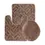 Thumbnail: Windsor 3 Pieces Contour Mat Toilet Lid Cover Bathroom Rug Set (Brown)