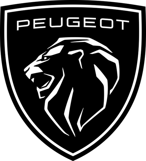 Logo Peugeot : lion blanc sur fond noir