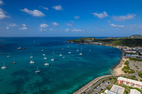 Vue aérienne par drone du Grand Cul De Sac Marin de Guadeloupe