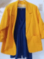 Thumbnail: fall blue dress yellow jacket