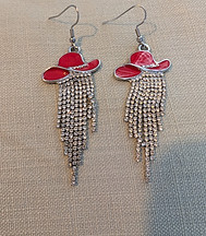 Red and silver dangle earrings
