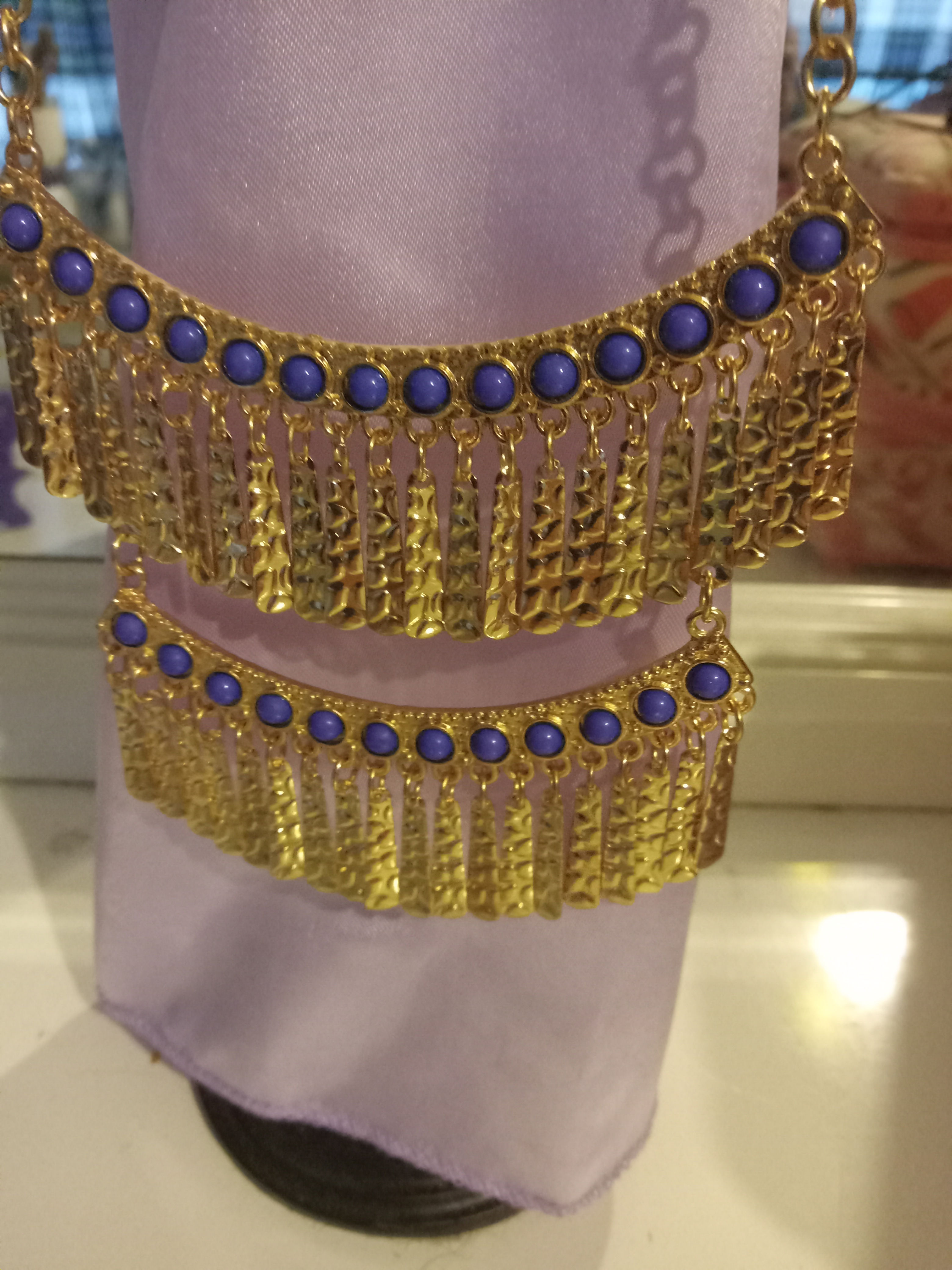 blue & gold metal necklace