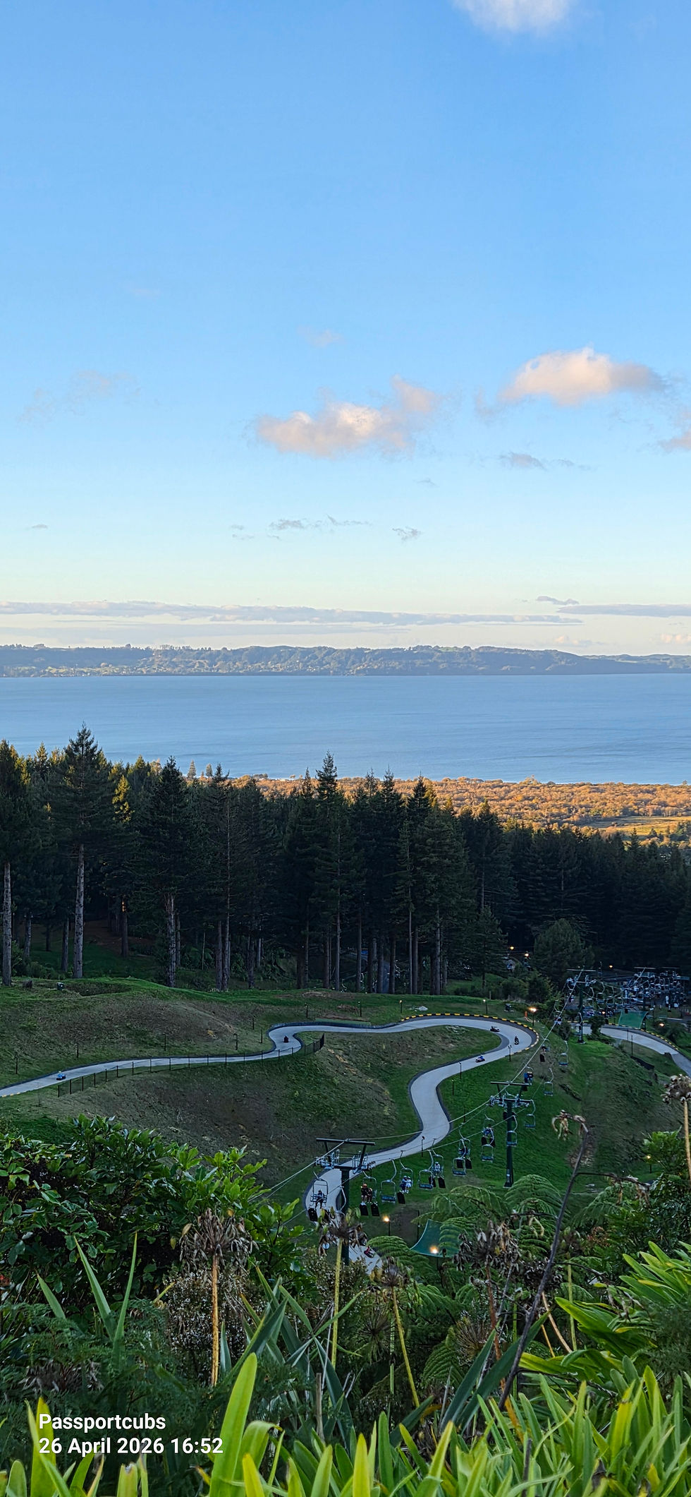Skyline Luge Rotorua with Lake Rotorua views — best things to do in Rotorua with kids