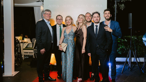 Spherity team posing in the photo booth of Sicily Fashion Week 2025