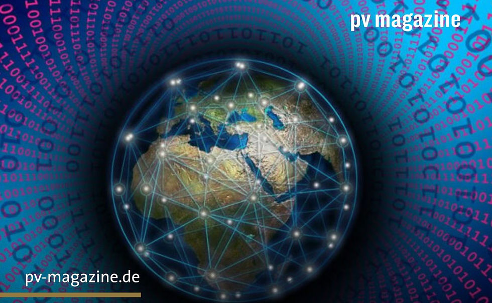 Digitale Erde mit Netzwerk-Linien vor blau-pinken Binärcodes; Titel: Weniger Bürokratie, schnellere Netzanschlüsse.
