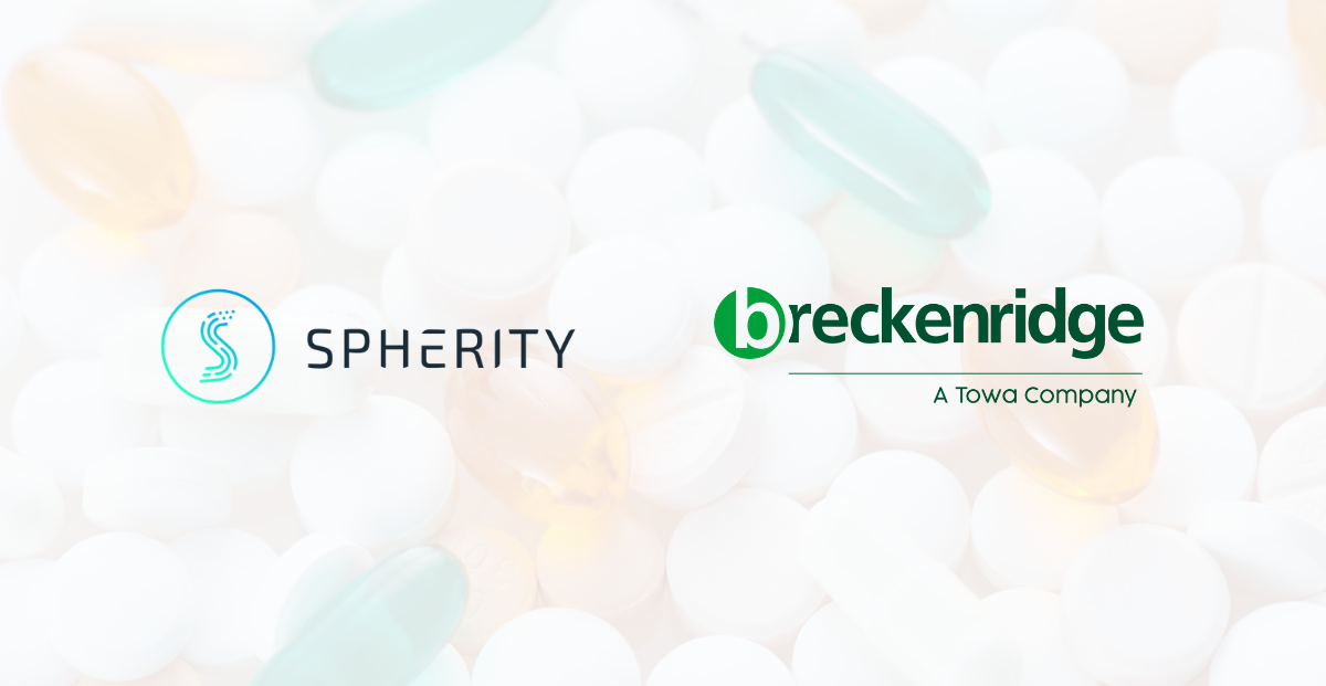 Spherity and breckenridge logos on a soft white pill-like background; breckenridge includes A Towa Company text.