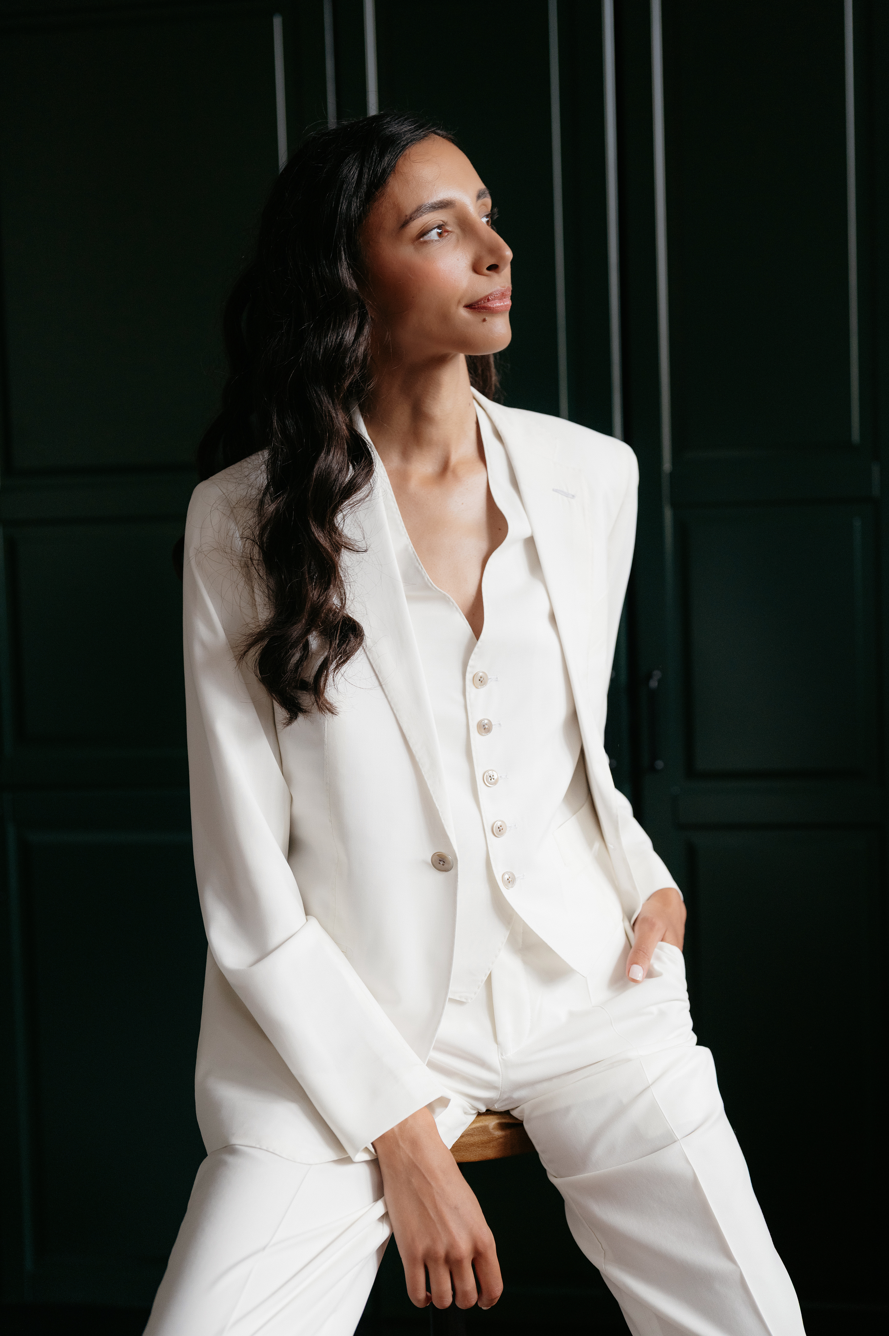 Couple portrait at Hackney Town Hall — editorial wedding photography London