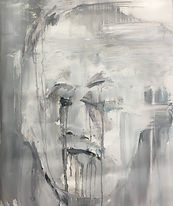 Face on white gesso rag and brush 15-11-