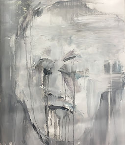 Face on white gesso rag and brush 15-11-