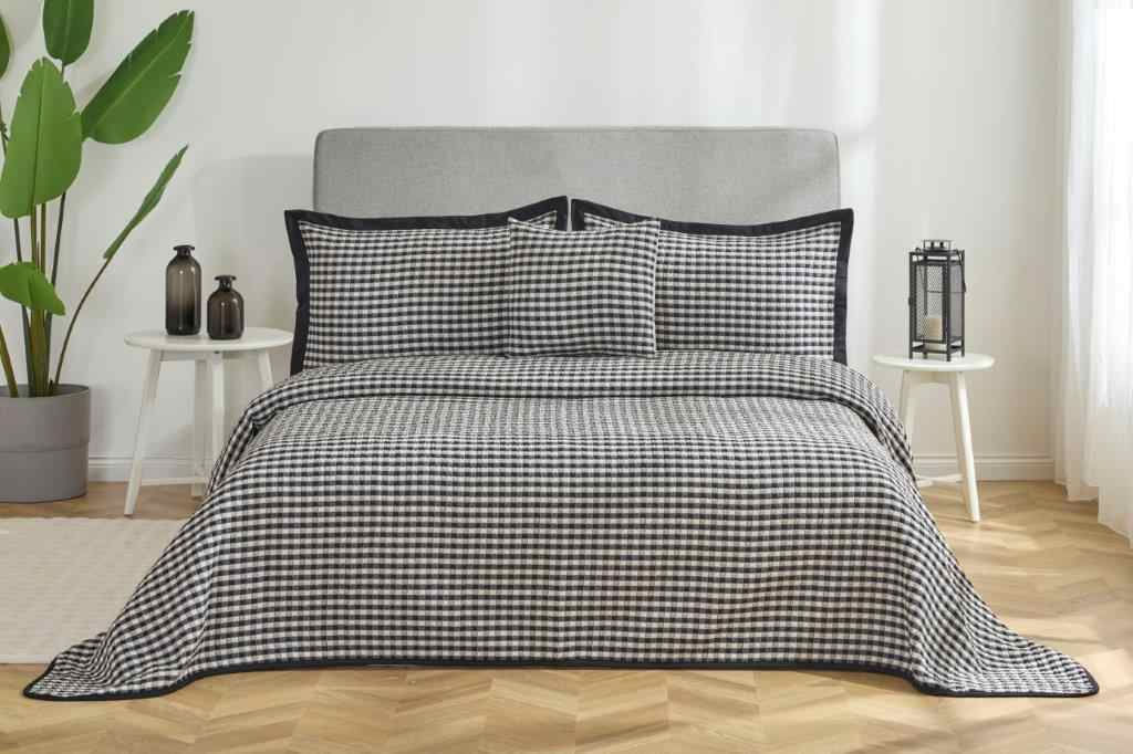 YATAK ORTUSU PLAID KREM/SIYAH CK
