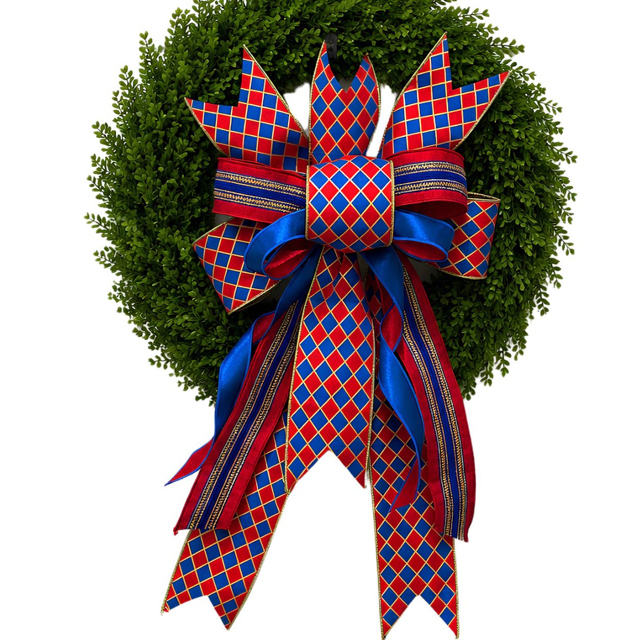 Luxe Red, Blue & Gold Diamond Bow by MJC