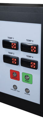 Custom enclosure with labeled controls and status indicators.