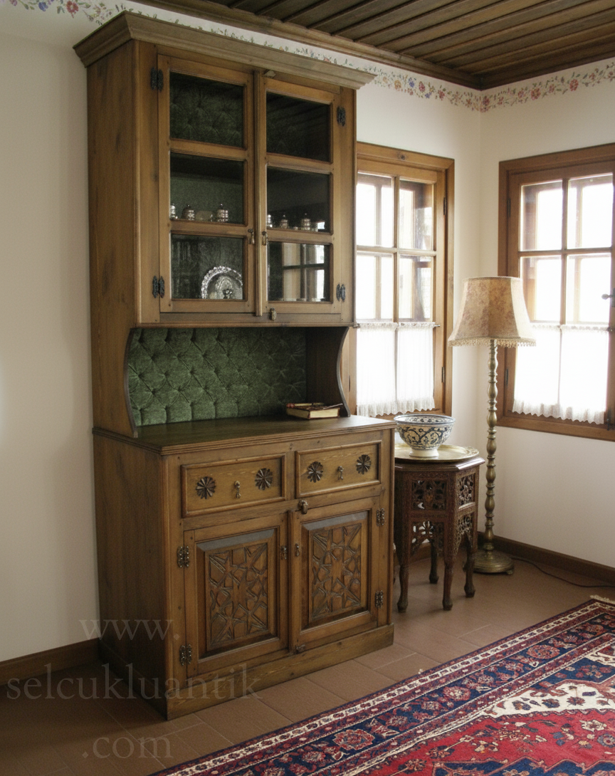 Selçuklu Motifli Ahşap Vitrin