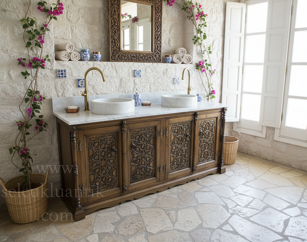 Luxury bathroom cabinet models with traditional handcrafted woodwork