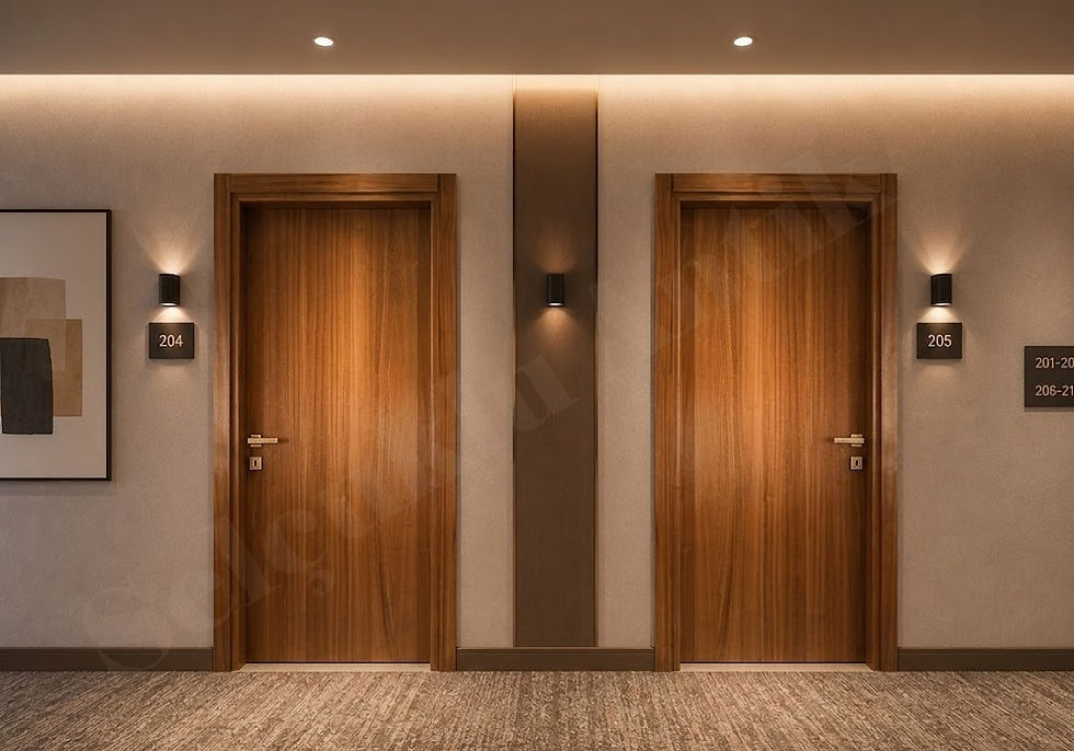 Custom-Made Natural Wood Hotel Doors