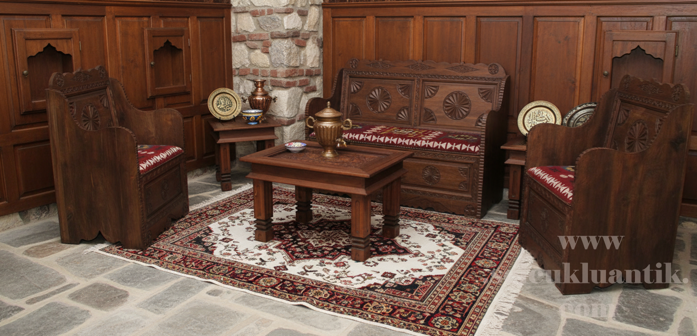 Osmanlı Yelpaze Motifli Oyma Koltuk Takımı