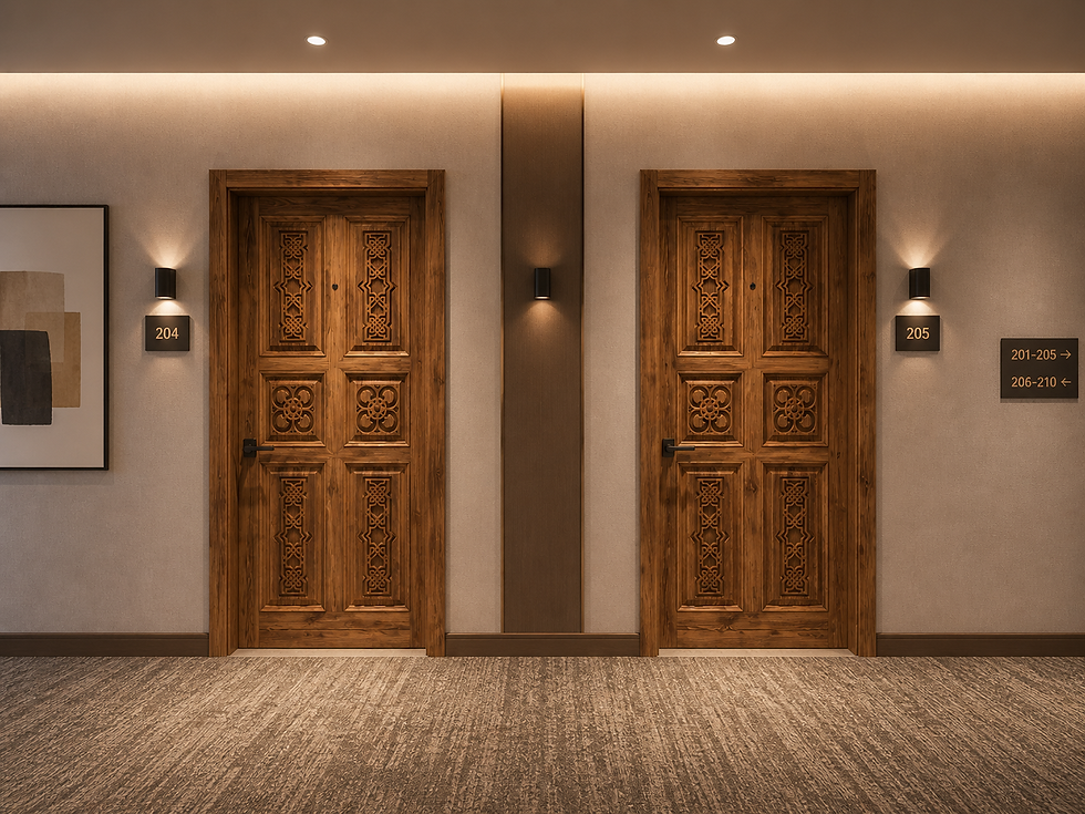 أبواب الفنادق الخشبية | تصميم وتصنيع حسب الطلب