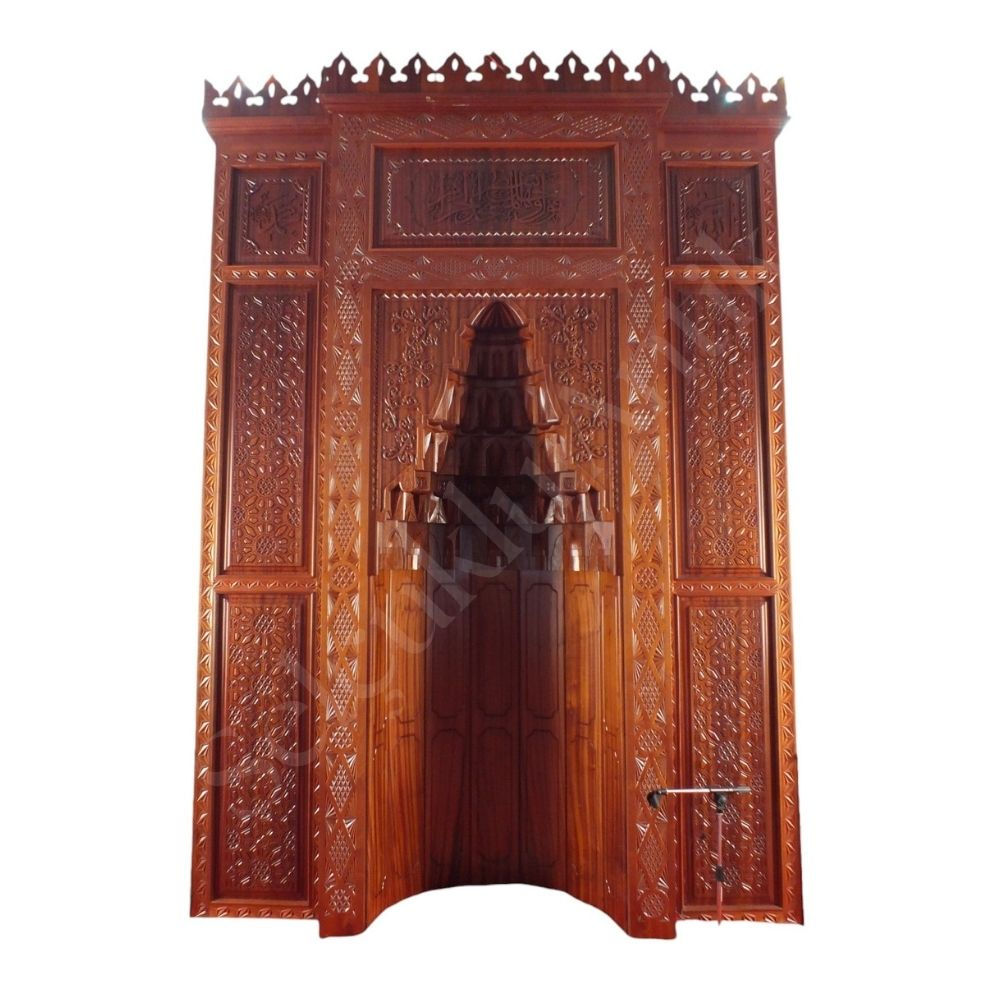 Osmanlı Motifli Ahşap Oymalı Cami Mihrabı