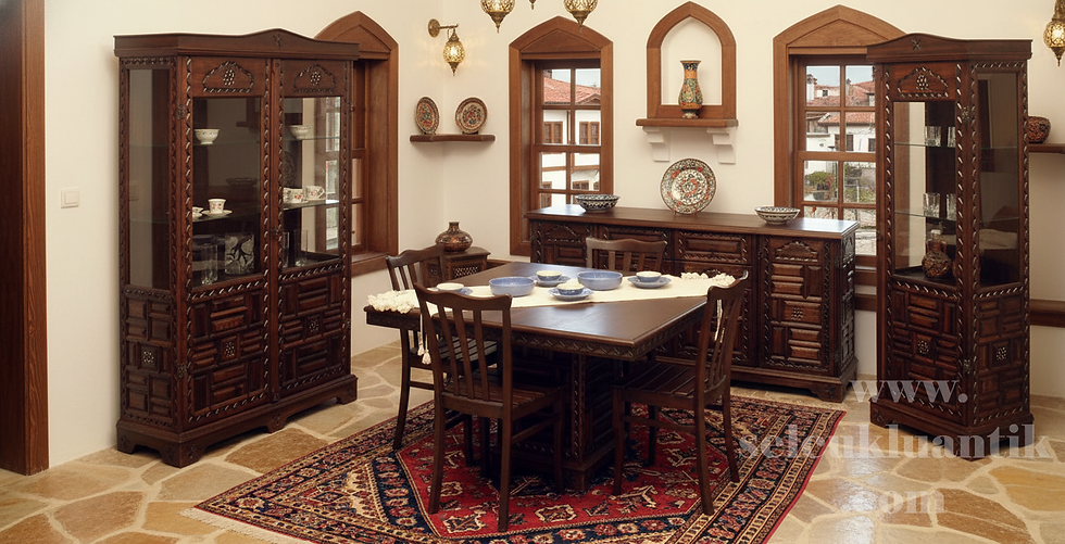 Luxury dining room sets with traditional hand-carved wood craftsmanship